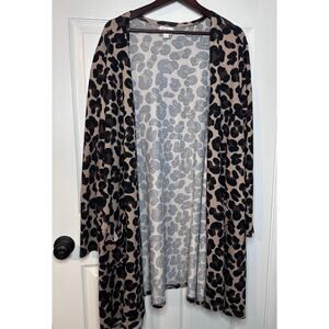LulaRoe Open Front Animal Print Knit Cardigan Size 2XL Knee Length Caroline